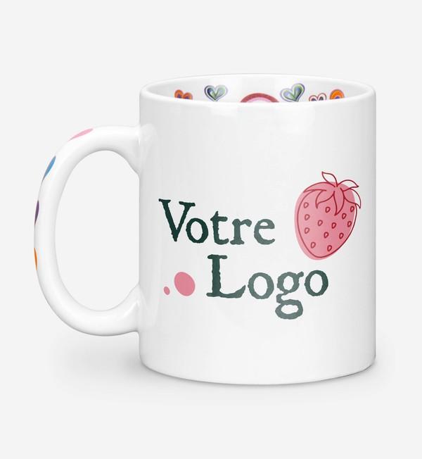 picto Mug En Céramique Motif Pour Love - Mug Saint Valentin  blanc