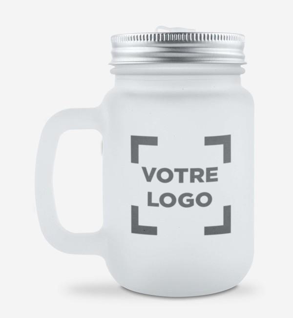 picto Jar En Verre Satiné Avec Anse  blanc