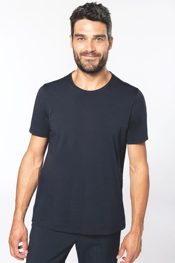 picto T-Shirt Bio Col À Bords Francs Manches Courtes Homme Personnalisable En Impression Et Broderie Navy