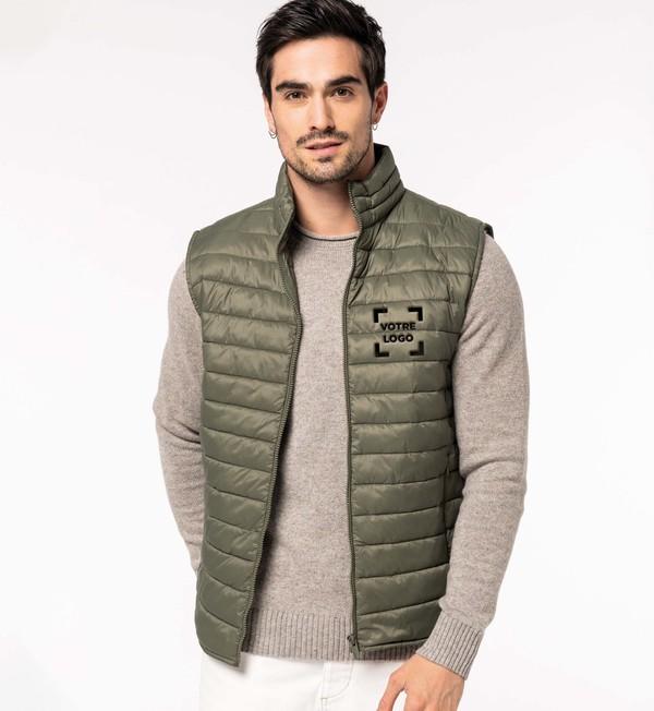 picto Bodywarmer Recyclé Léger Homme À Personnaliser En Broderie Organic Khaki