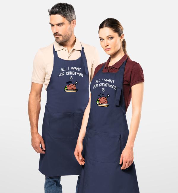 Tablier Cadeaux De Noël Avec Motif All I Want For Christmas Is Food