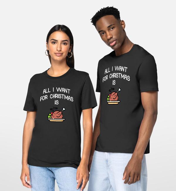 picto T-Shirt De Noël All I Want For Christmas Is Food Raw Natural