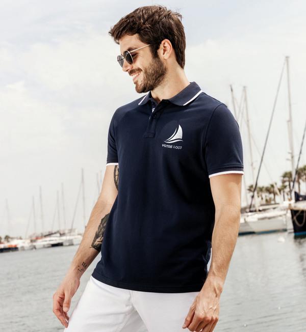 picto Polo Col Liseré Red / White / Navy