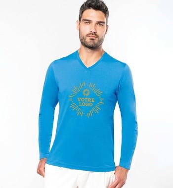 T-Shirt V-Neck Men Long sleeve