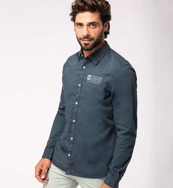 Chemise Washed Homme Bio | 100% Coton Twill Bio | Broderie Et Flocage