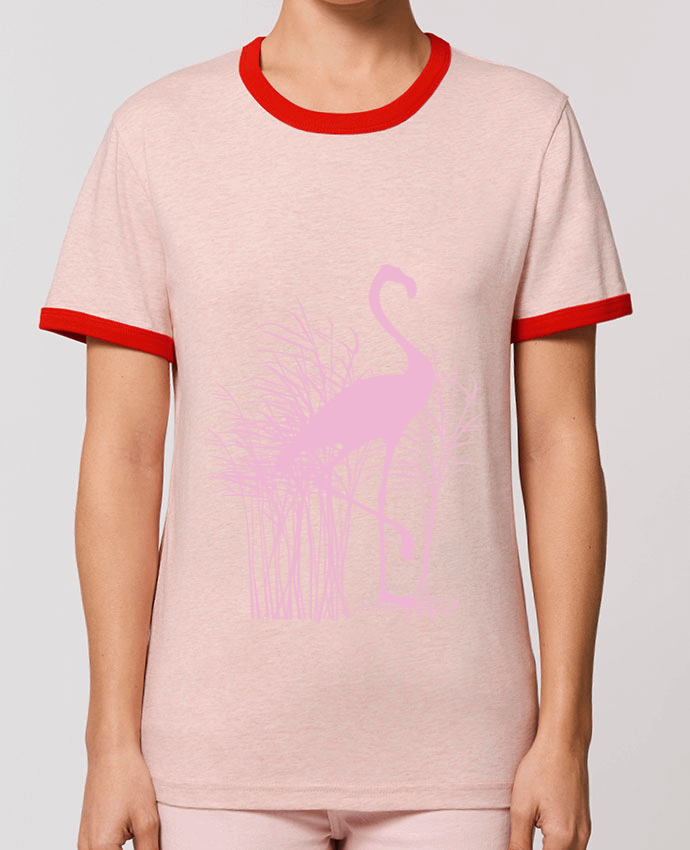 T-Shirt Contrasté Unisexe Stanley RINGER Flamant rose dans roseaux por Studiolupi