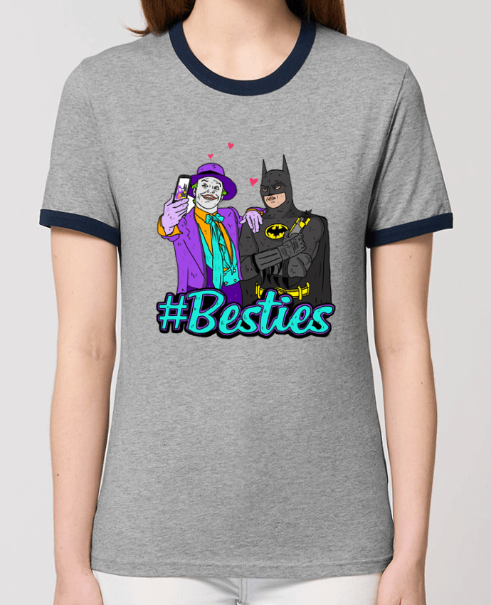T-Shirt Contrasté Unisexe Stanley RINGER #Besties Batman por Nick cocozza