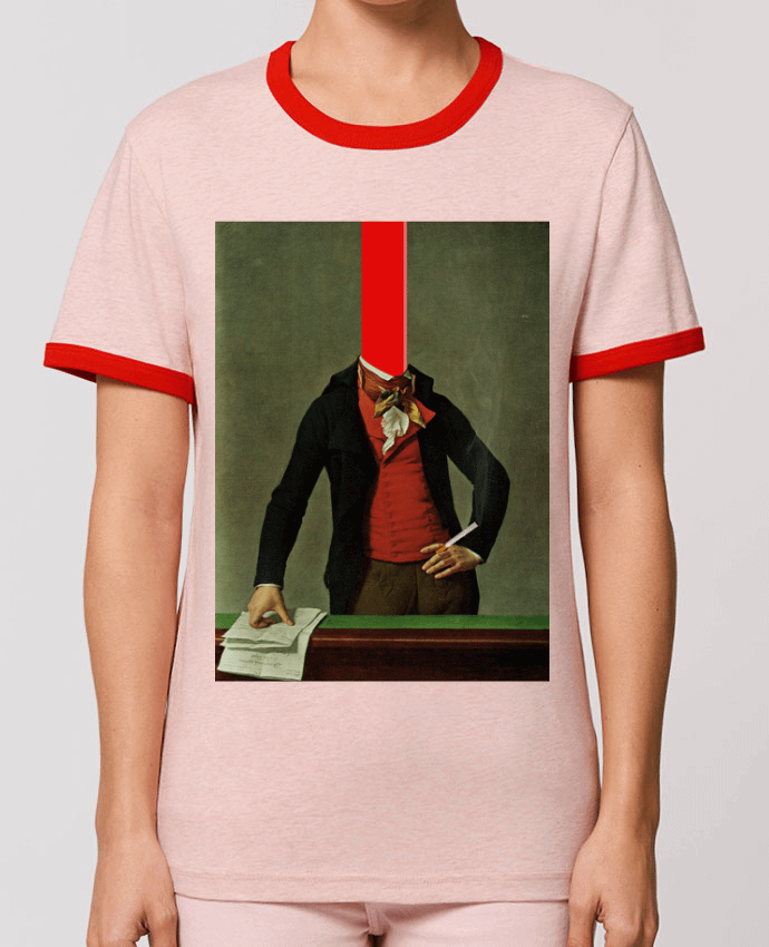 T-Shirt Contrasté Unisexe Stanley RINGER The red stripe in the head and the cigarette in the hand por Marko Köppe
