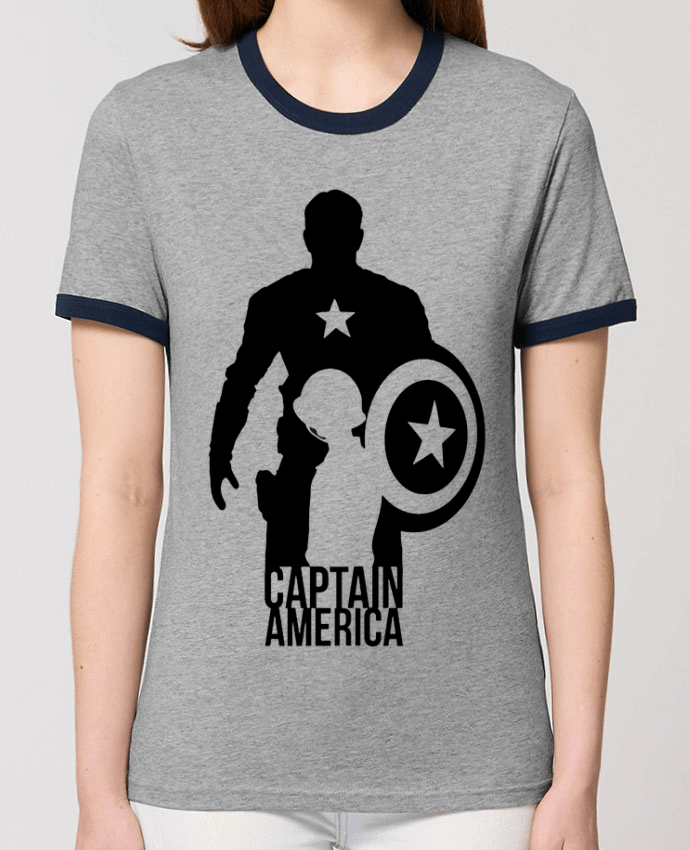 T-Shirt Contrasté Unisexe Stanley RINGER Captain america por Kazeshini