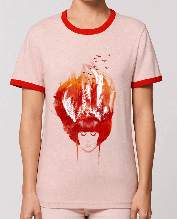 T-Shirt Contrasté Unisexe Stanley RINGER Burning forest por robertfarkas