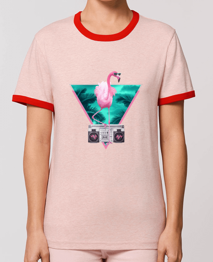 T-Shirt Contrasté Unisexe Stanley RINGER Miami flamingo por robertfarkas