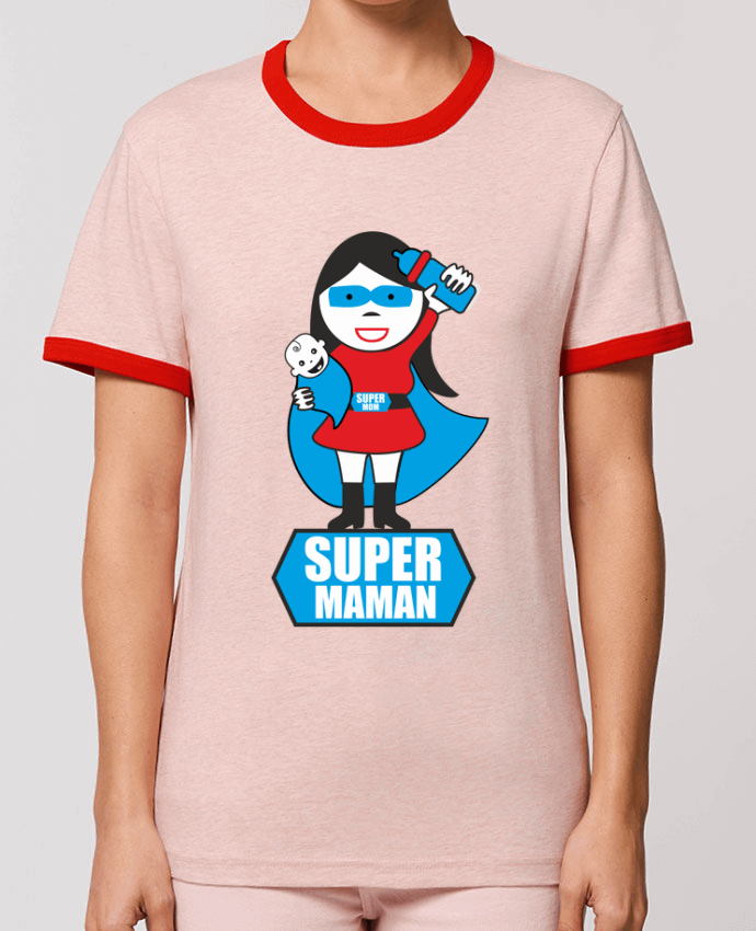 T-Shirt Contrasté Unisexe Stanley RINGER Super maman by Benichan