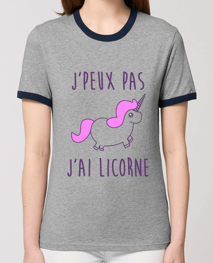 T-Shirt Contrasté Unisexe Stanley RINGER J'peux pas j'ai licorne by Benichan