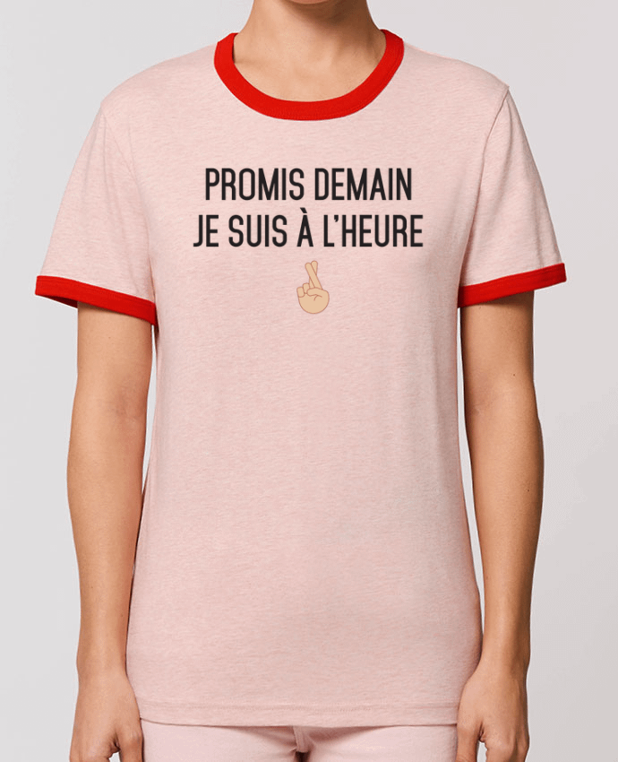 T-shirt Promis demain je suis à l'heure -white version par tunetoo