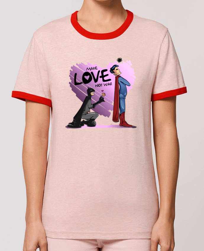 T-Shirt Contrasté Unisexe Stanley RINGER MAKE LOVE NOT WAR (BATMAN VS SUPERMAN) por teeshirt-design.com