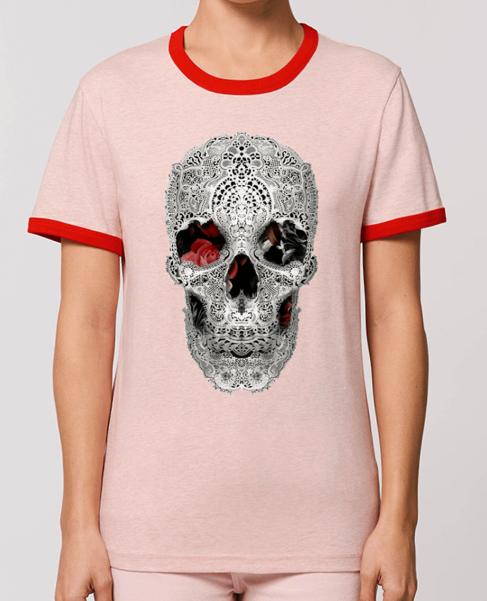 T-Shirt Contrasté Unisexe Stanley RINGER Lace skull 2 light por ali_gulec