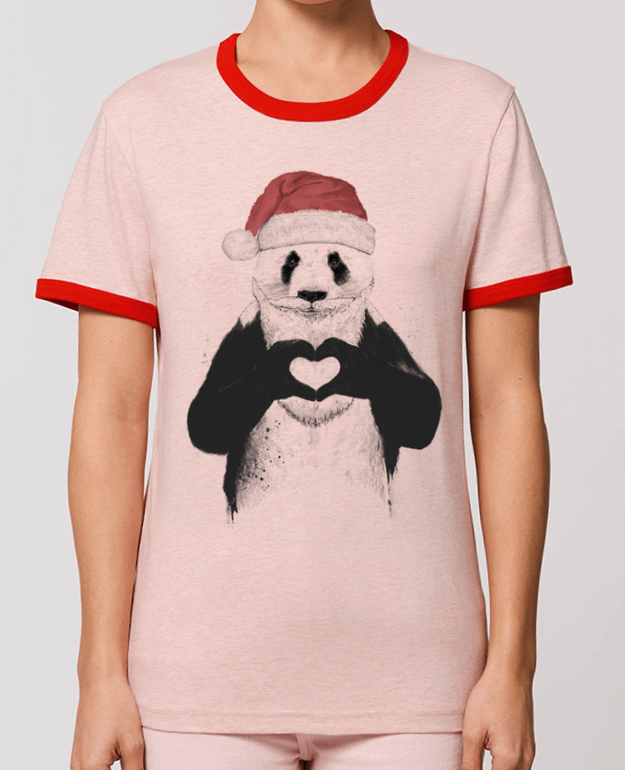 T-Shirt Contrasté Unisexe Stanley RINGER Santa Panda por Balàzs Solti