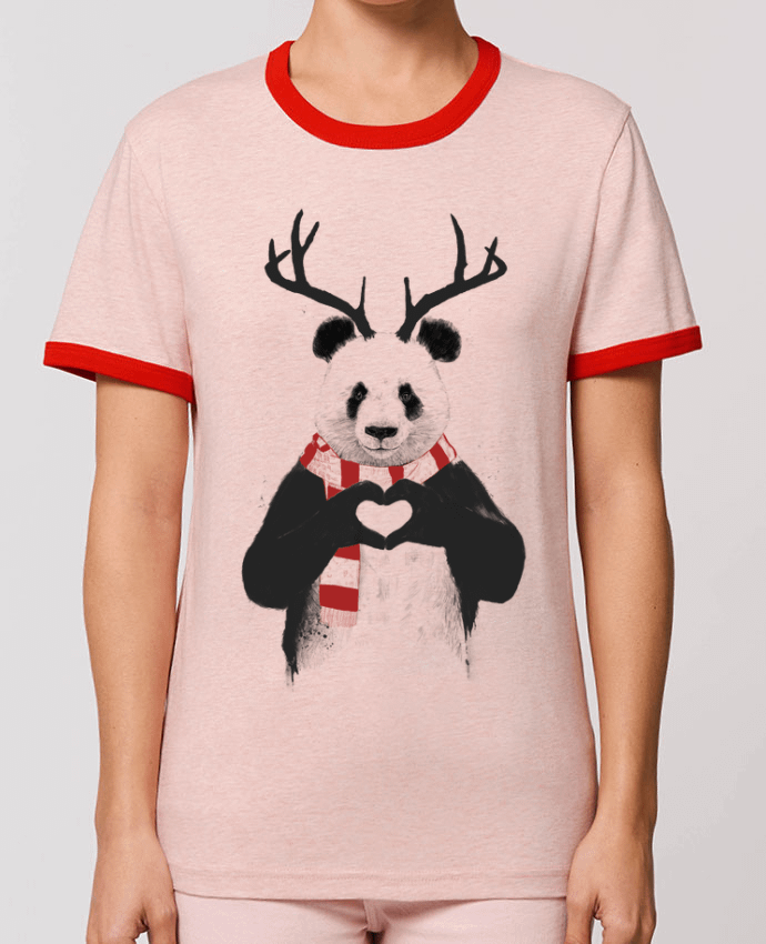 T-Shirt Contrasté Unisexe Stanley RINGER X-mas Panda por Balàzs Solti