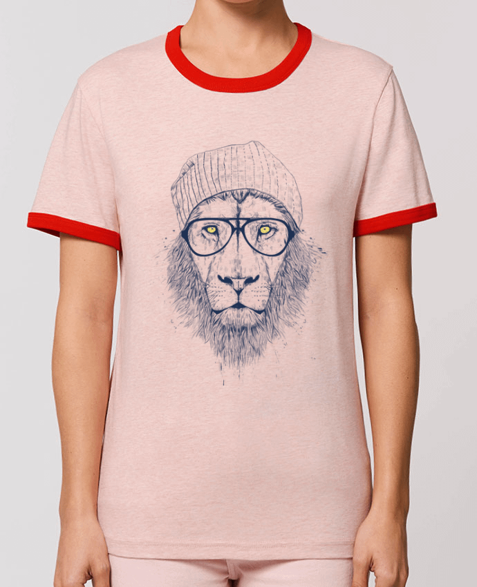 T-Shirt Contrasté Unisexe Stanley RINGER Cool Lion by Balàzs Solti