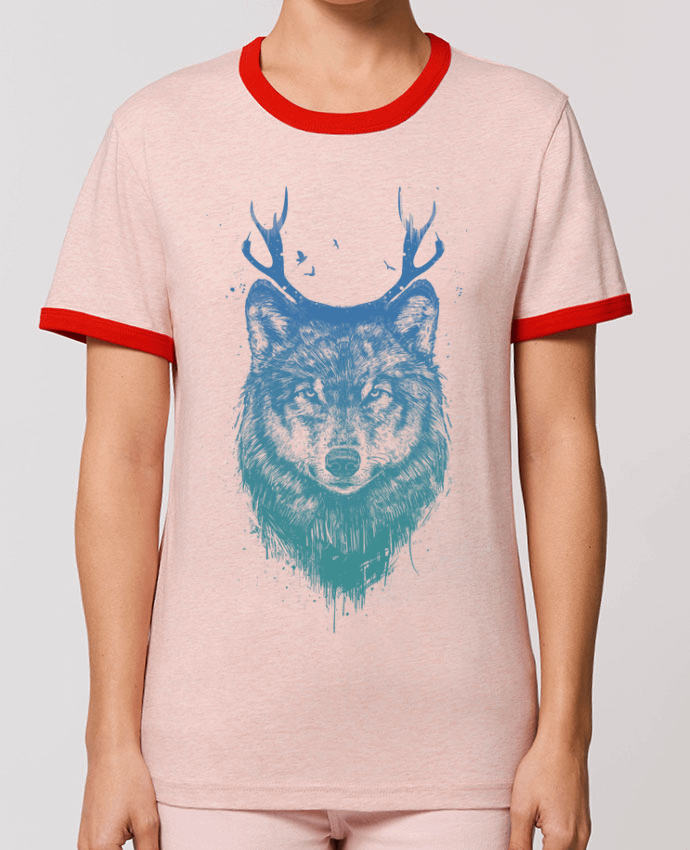 T-Shirt Contrasté Unisexe Stanley RINGER Deer-Wolf by Balàzs Solti