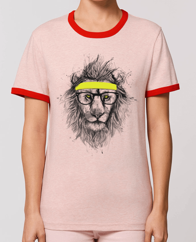 T-Shirt Contrasté Unisexe Stanley RINGER Hipster Lion by Balàzs Solti