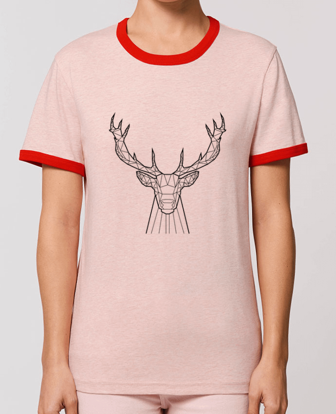 T-Shirt Contrasté Unisexe Stanley RINGER cerf animal prism by Yorkmout