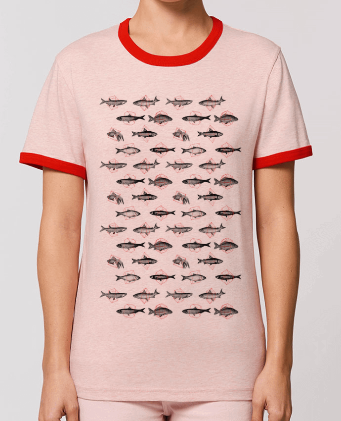 T-Shirt Contrasté Unisexe Stanley RINGER Fishes in geometrics by Florent Bodart
