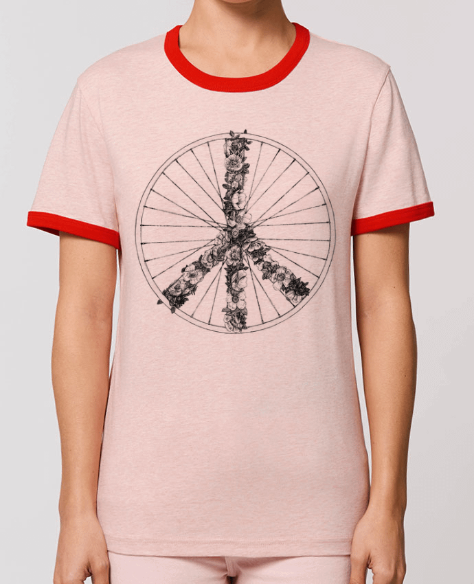 T-Shirt Contrasté Unisexe Stanley RINGER Peace and Bike Lines by Florent Bodart