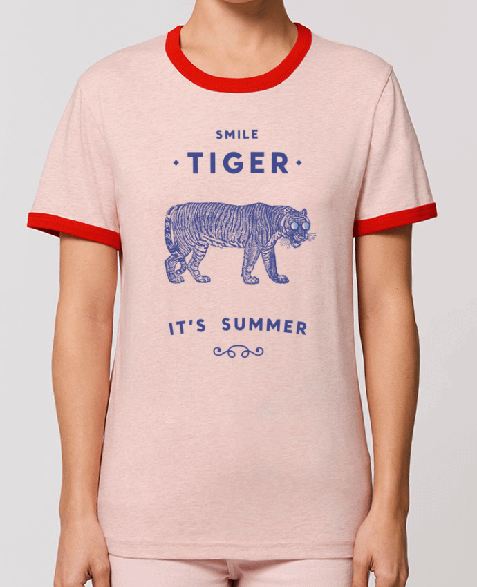 T-Shirt Contrasté Unisexe Stanley RINGER Smile Tiger por Florent Bodart