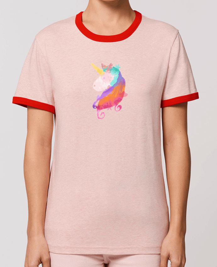 T-Shirt Contrasté Unisexe Stanley RINGER Watercolor Unicorn por PinkGlitter