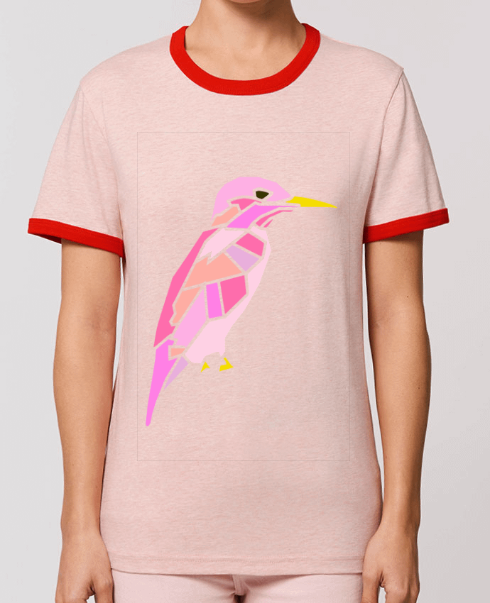 T-Shirt Contrasté Unisexe Stanley RINGER oiseau rose por LaurianeT