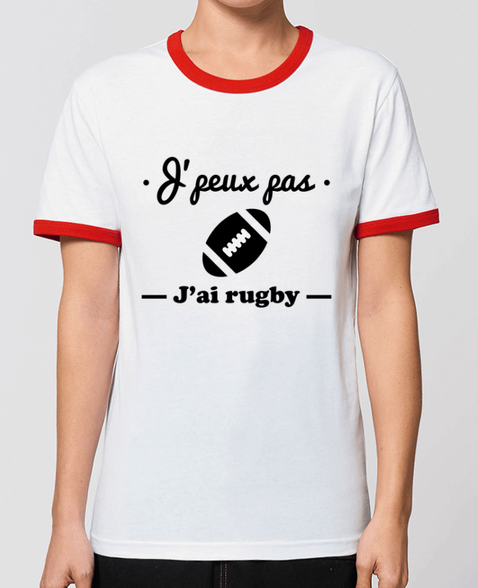 T-Shirt Contrasté Unisexe Stanley RINGER J'peux pas j'ai rugby por Benichan