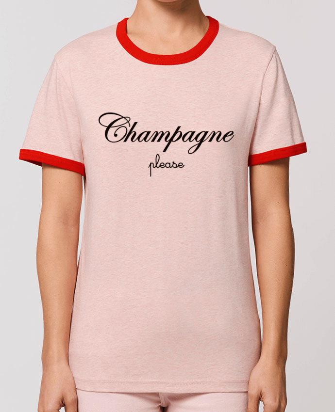 T-Shirt Contrasté Unisexe Stanley RINGER Champagne Please by Freeyourshirt.com