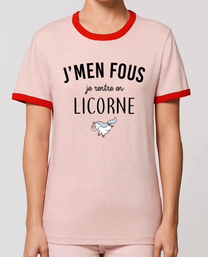 T-Shirt Contrasté Unisexe Stanley RINGER J'men fous je rentre en licorne por La boutique de Laura