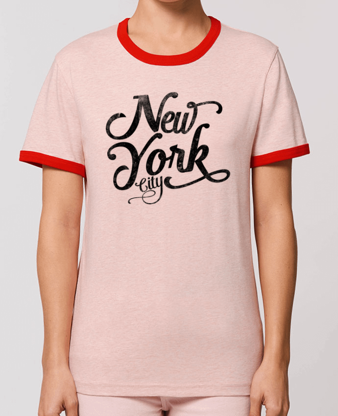 T-Shirt Contrasté Unisexe Stanley RINGER New York City typographie por justsayin