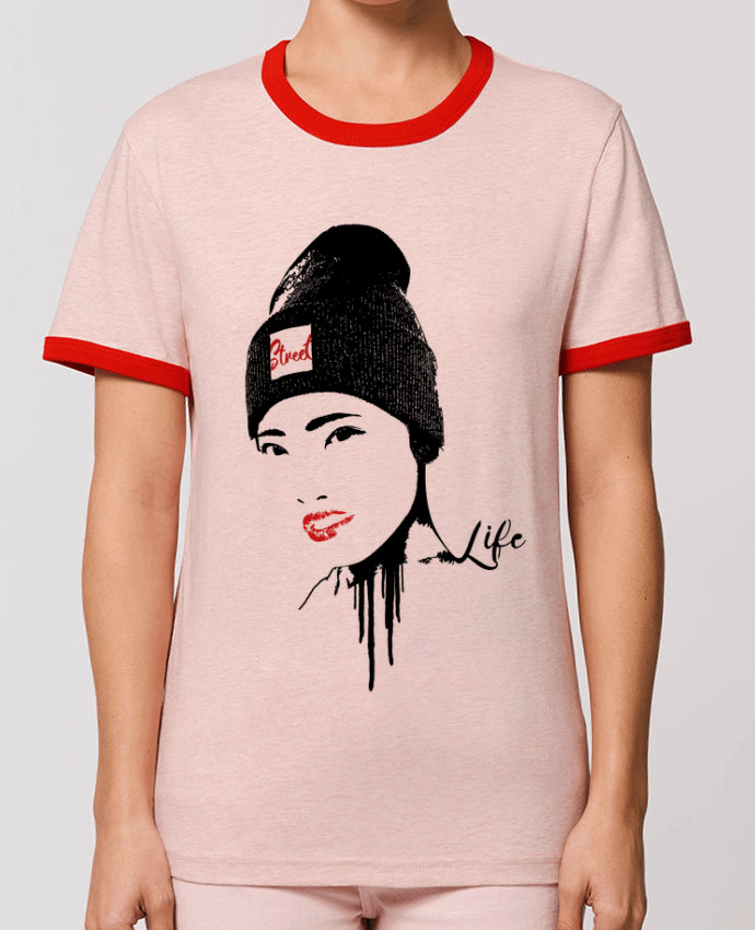 T-Shirt Contrasté Unisexe Stanley RINGER Geisha por Graff4Art