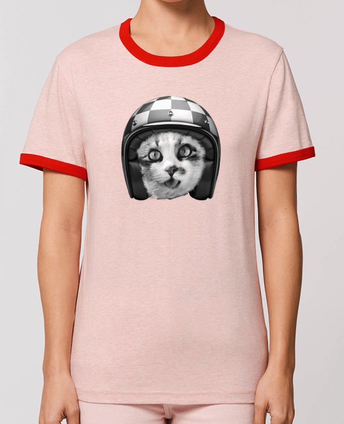 T-Shirt Contrasté Unisexe Stanley RINGER Biker cat por justsayin