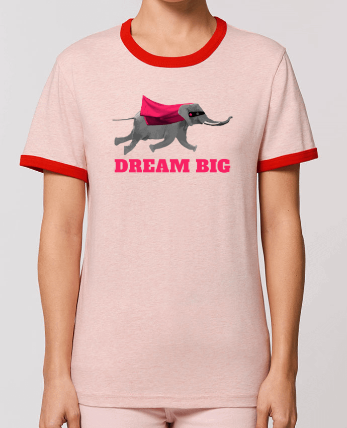 T-Shirt Contrasté Unisexe Stanley RINGER Dream big éléphant por justsayin