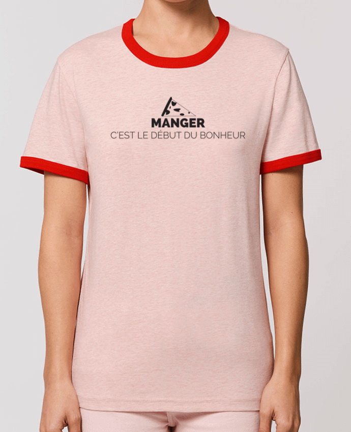 T-Shirt Contrasté Unisexe Stanley RINGER MANGER C'EST LE DÉBUT DU BONHEUR por PetiteLouve