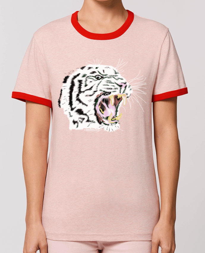 T-Shirt Contrasté Unisexe Stanley RINGER Tigre blanc rugissant por Cameleon