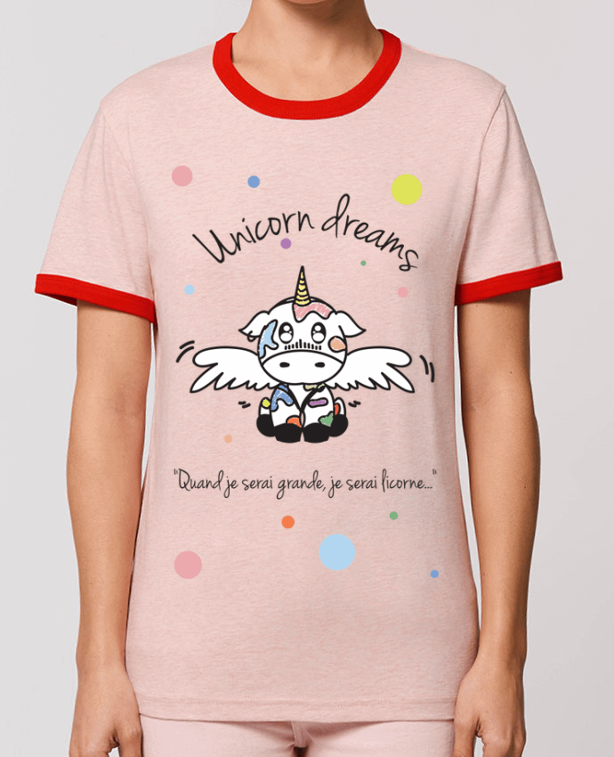 T-Shirt Contrasté Unisexe Stanley RINGER Unicorn Dreams - Little cow by 