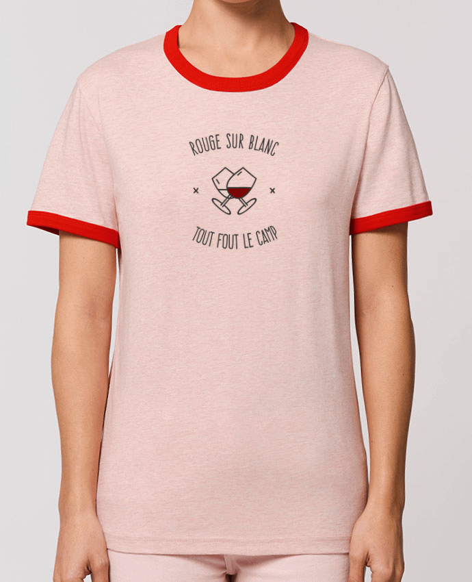 T-Shirt Contrasté Unisexe Stanley RINGER Rouge sur Blanc - Tout fout le Camp by AkenGraphics