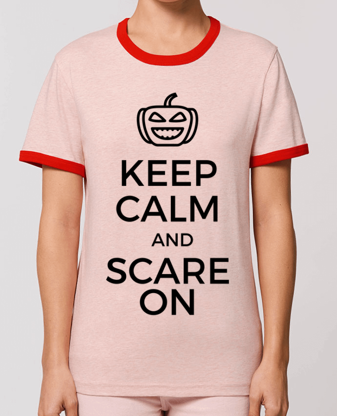 T-Shirt Contrasté Unisexe Stanley RINGER Keep Calm and Scare on Pumpkin por tunetoo