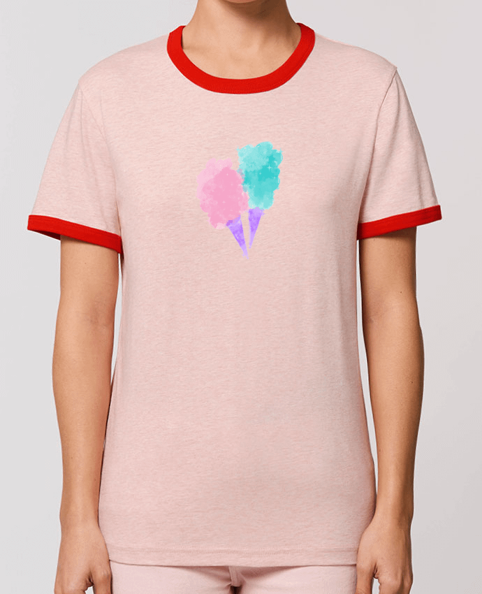 T-Shirt Contrasté Unisexe Stanley RINGER Watercolor Cotton Candy por PinkGlitter