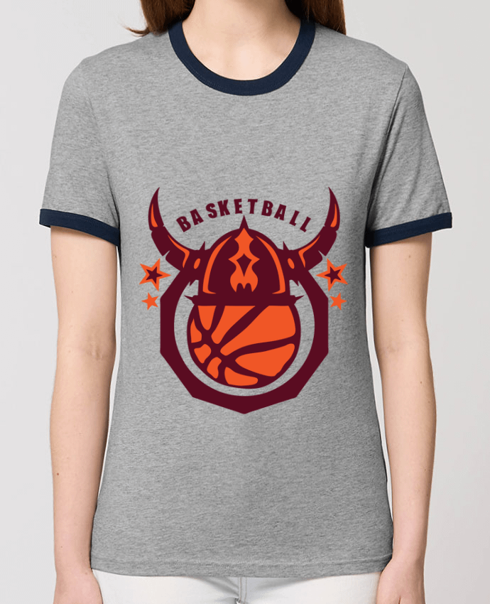 T-Shirt Contrasté Unisexe Stanley RINGER basketball casque viking logo sport club by Achille