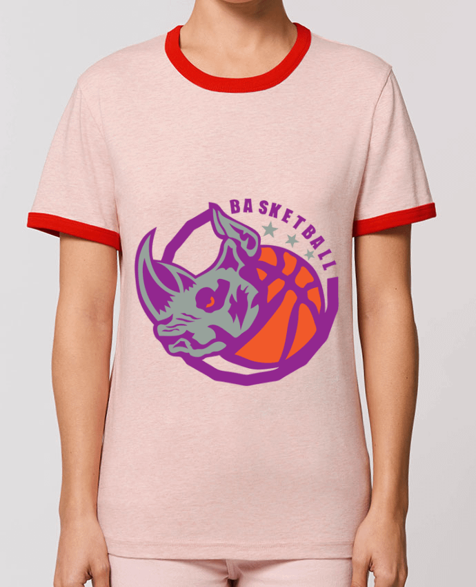 T-Shirt Contrasté Unisexe Stanley RINGER basketball  rhinoceros logo sport club team por Achille