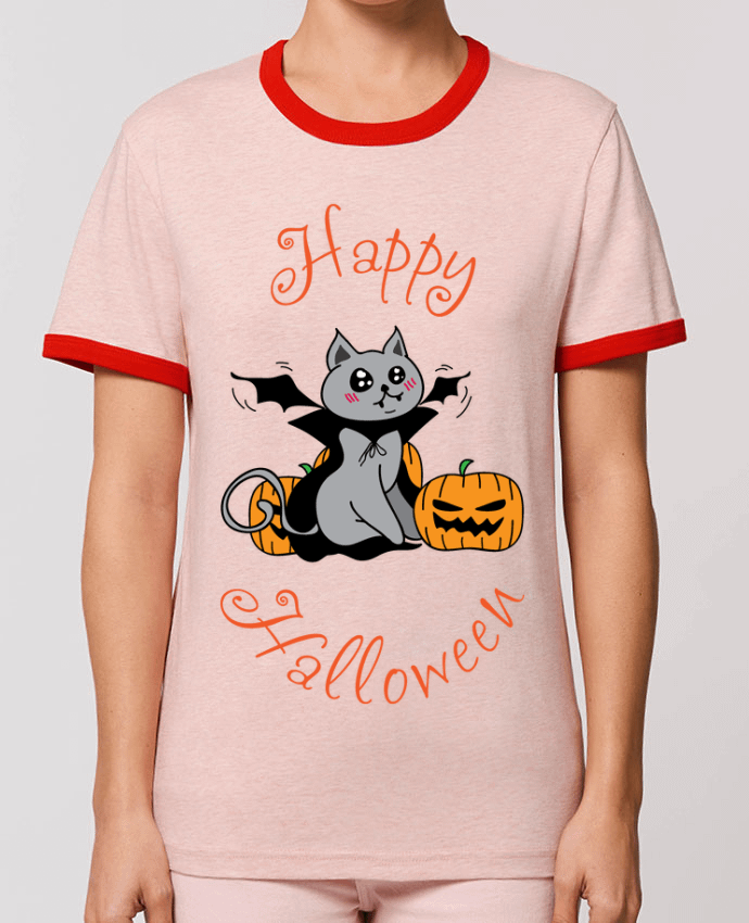 T-Shirt Contrasté Unisexe Stanley RINGER Cut Cat Halloween - Chat vampire por 