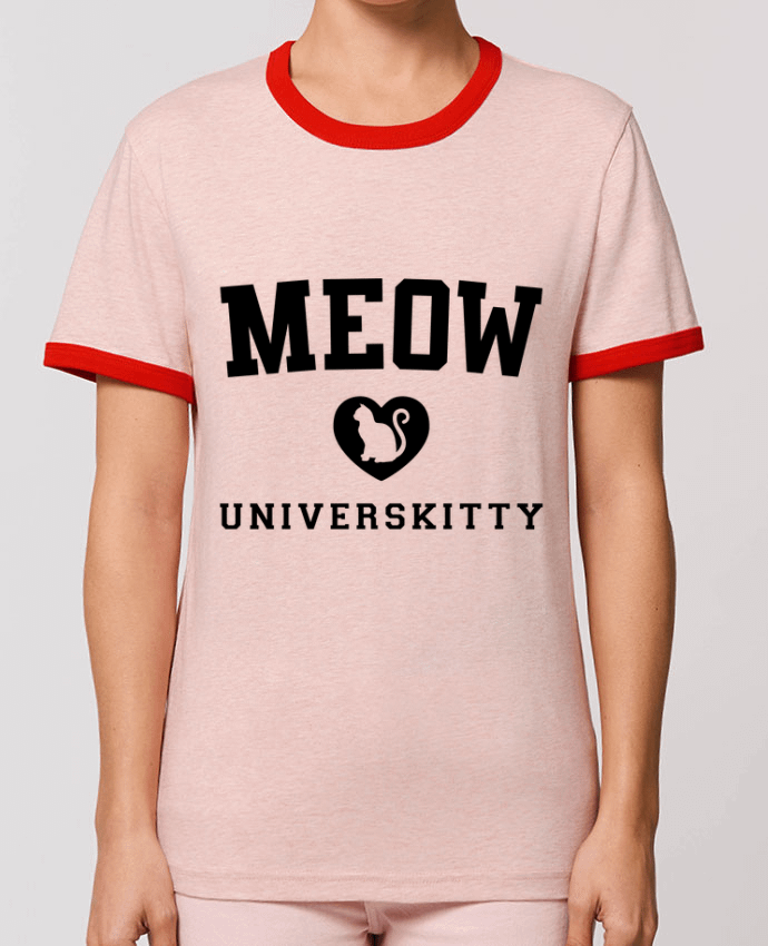 T-Shirt Contrasté Unisexe Stanley RINGER Meow Universkitty por Freeyourshirt.com