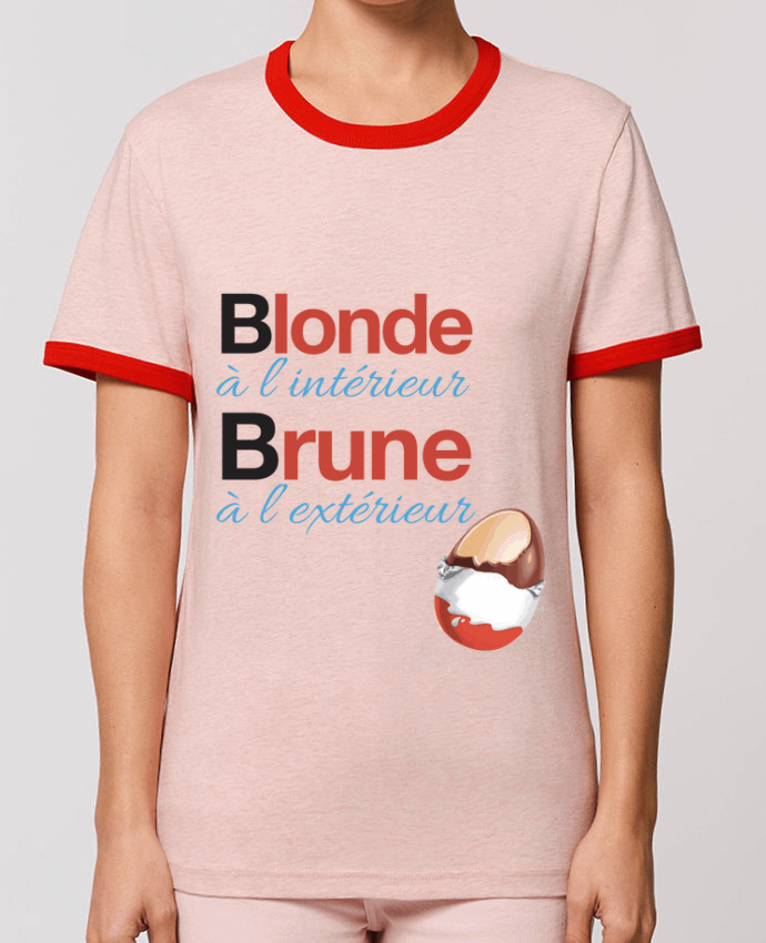 T-Shirt Contrasté Unisexe Stanley RINGER Blonde à l'intérieur / Brune à l'extérieur por Monidentitevisuelle