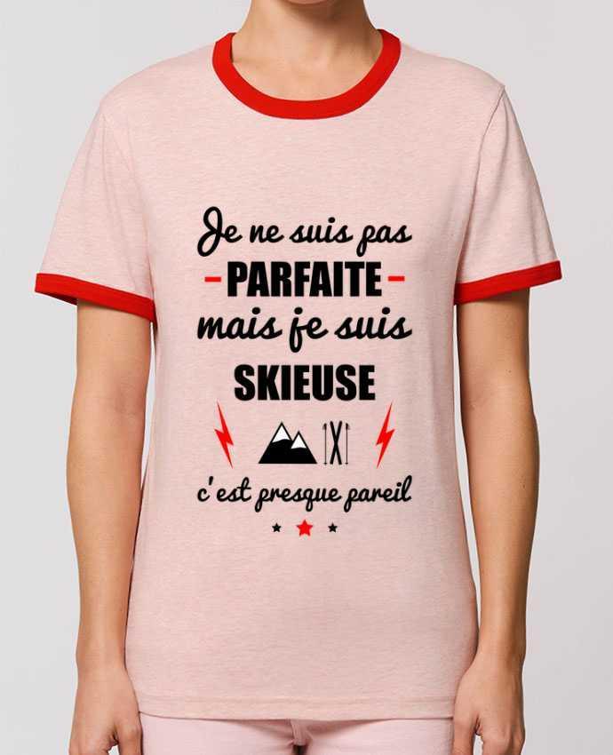 T-Shirt Contrasté Unisexe Stanley RINGER Je ne suis pas porfaite mais je suis skieuse c'est presque poreil por Benichan